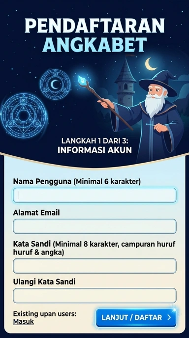 Tampilan halaman daftar angkabet