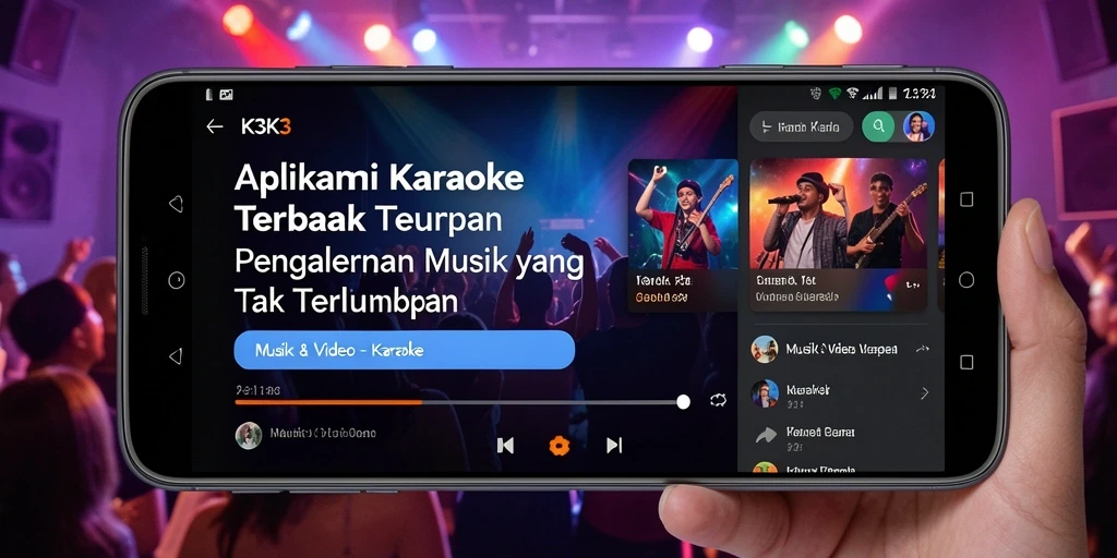 Tampilan antarmuka K3K3 untuk pengalaman Karaoke yang menyenangkan.