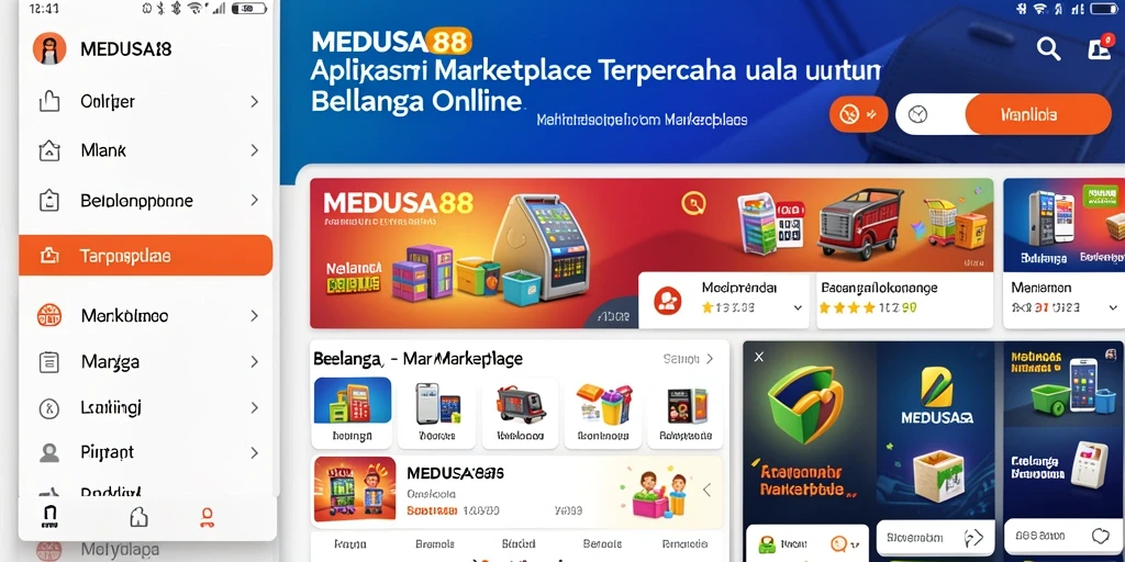 Tampilan antarmuka aplikasi MEDUSA88 yang ramah pengguna untuk berbelanja.